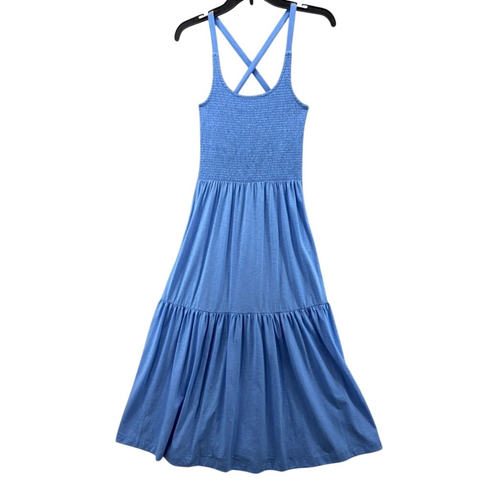 NWOT Nation LTD Midi Dress Womens Sz S Blue Pima Sleeveless Smocked Anthro